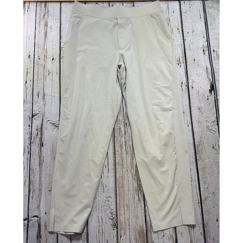 Athleta Brooklyn Ankle Pants Women's 12 Beige Stash Pocket Nylon Stretch